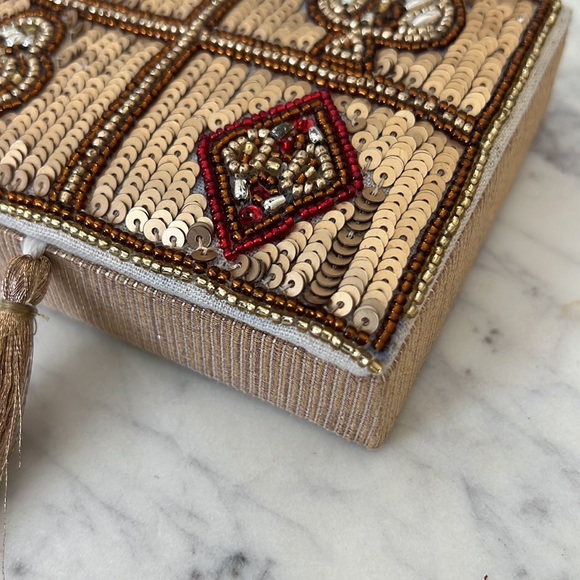 EUC Vintage double playing card deck holder case poker embellished beaded - Picture 6 of 7